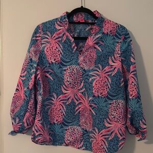 Lilly Pultizer Tropical Blue and Pink Women's Top